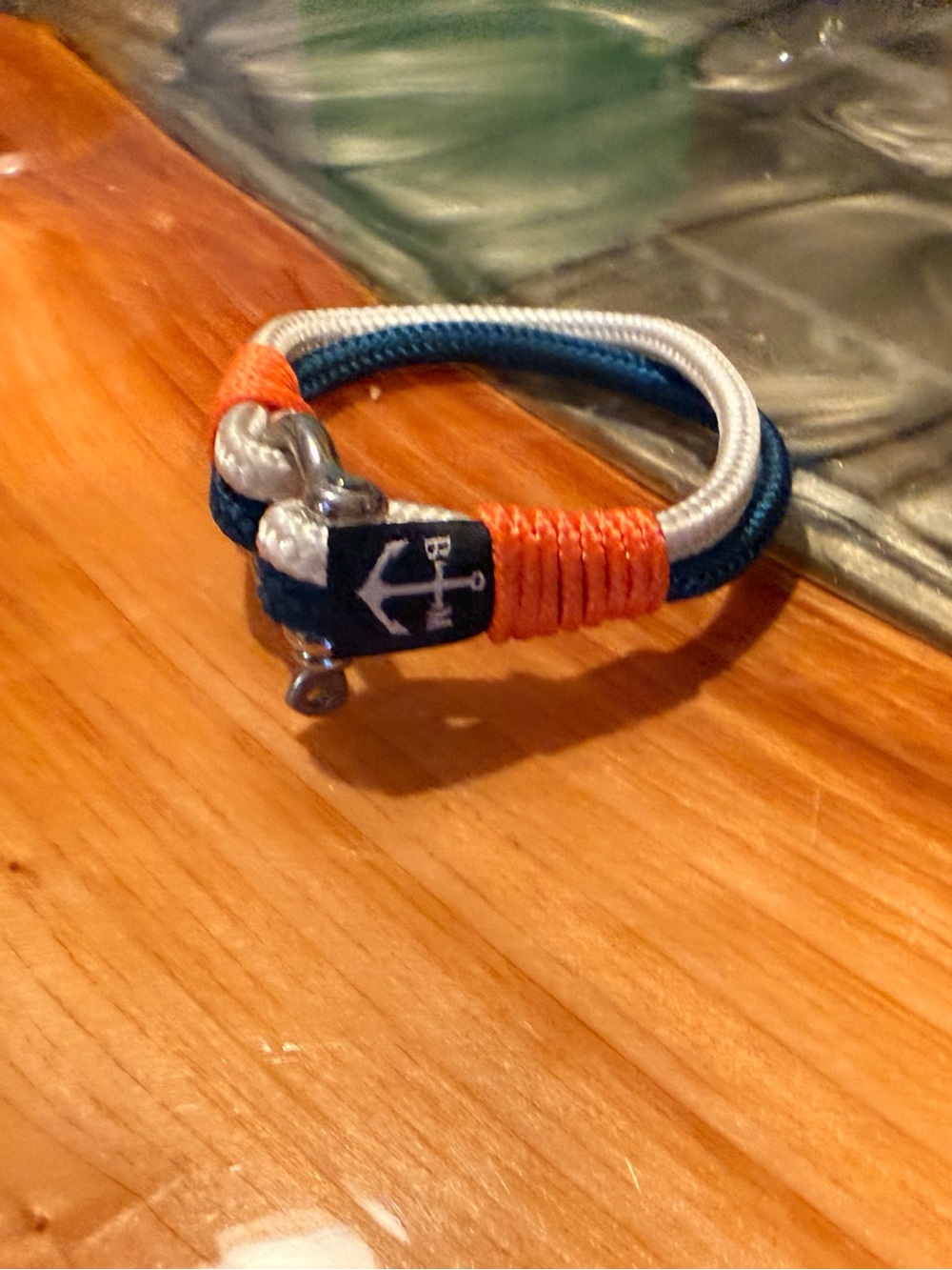 Kids Paracord Anchor Bracelet - Blue, White & Orange